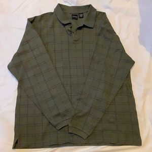 dark green plaid arrow collared shirt